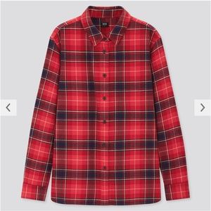 Uniqlo red rustic flannel check 100% cotton shirt NWT